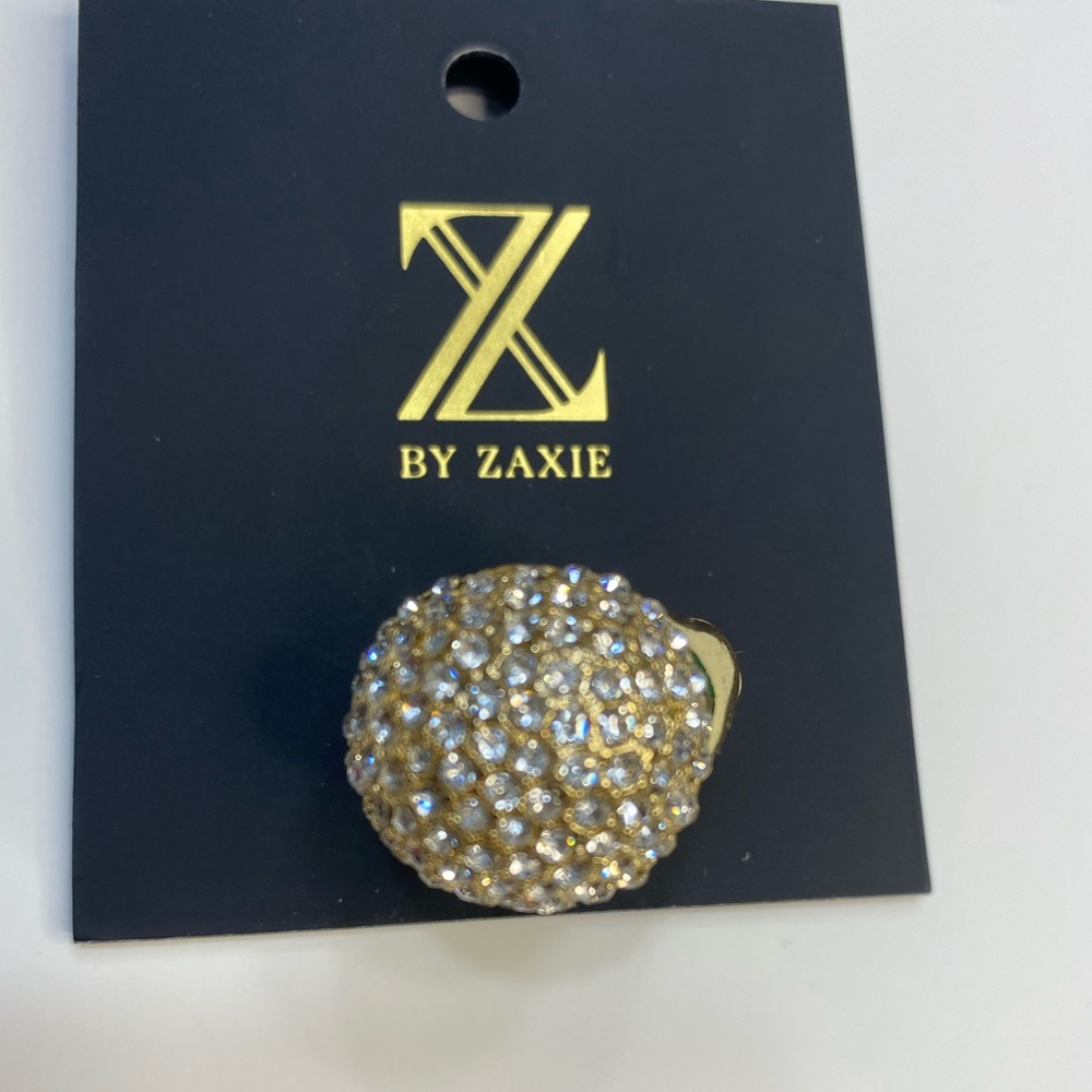 Zaxie Gold and White Rhinestone adjust ring